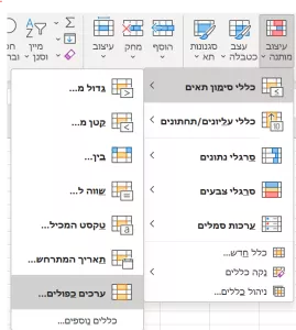 עיצוב מותנה באקסל 