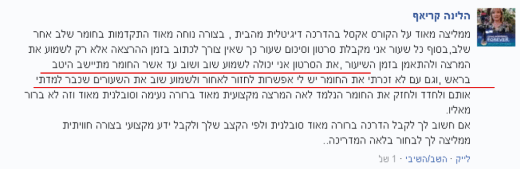 שיעור פרטי באקסל בזום